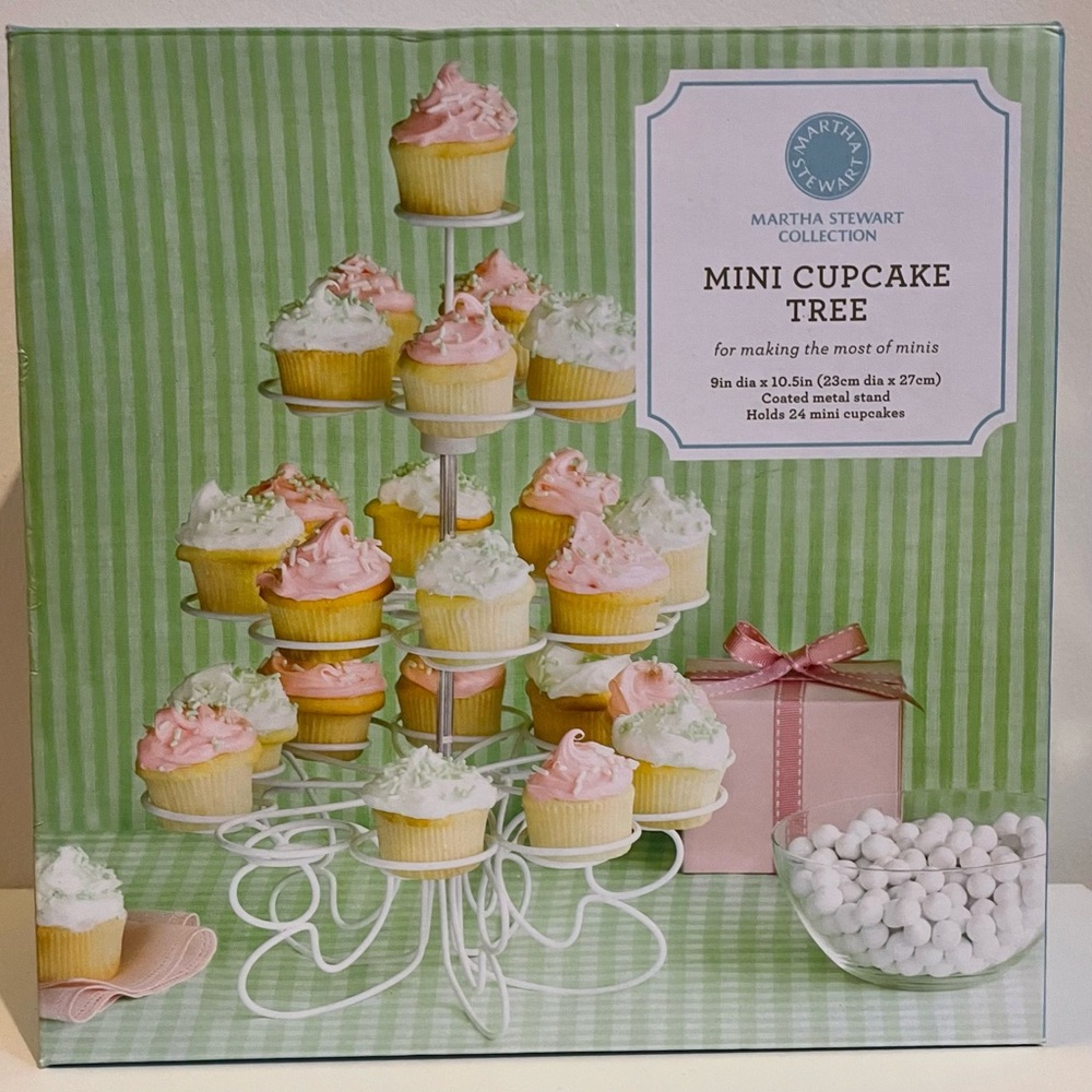 Martha Stewart Metal White Mini Cupcake Tree Party Holiday cupcakes holds 24